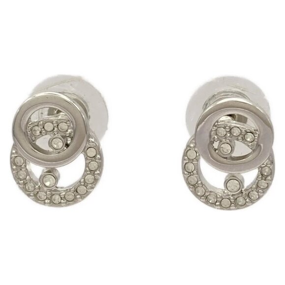 Auth SWAROVSKI - Clear Silver Swarovski Crystal Hardware Earrings - Picture 1 of 3